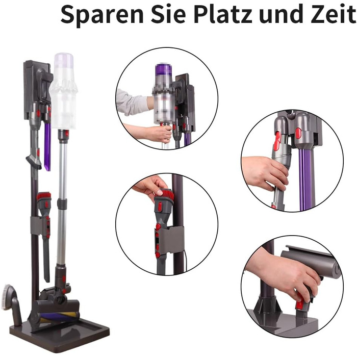 Підставка для пилососа Dyson V15, V12, V11, V10, V8, V7 – стабільна підставка з алюмінію, без свердління, сірий колір