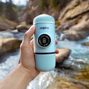 WACACO Nanopresso Portable Espresso Machine, with Nanopresso S Case, Upgrade Version of Minipresso, Travel Coffee Machine, Manually Operated (New Items Arctic Blue)