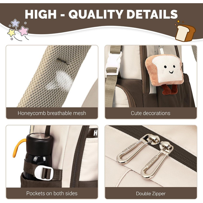 Шкільний рюкзак IvyH для дівчаток, водонепроникний, для 5-9 класів, з нейлону, велика місткість, зелений (хакі)