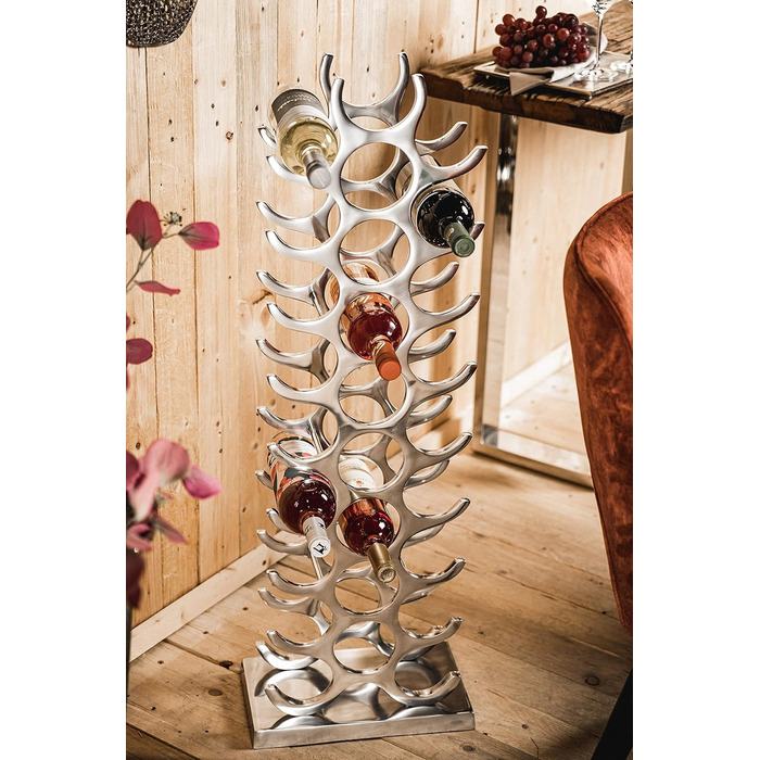 MichaelNoll Wine Rack Bottle Rack Bottle Aluminum Silver Luxury - Wine Rack, Modern Metal Shelf - Bottle Holder/Bottle Stand for Bottles of Prosecco, Wine and Champagne - 101 cm XXL