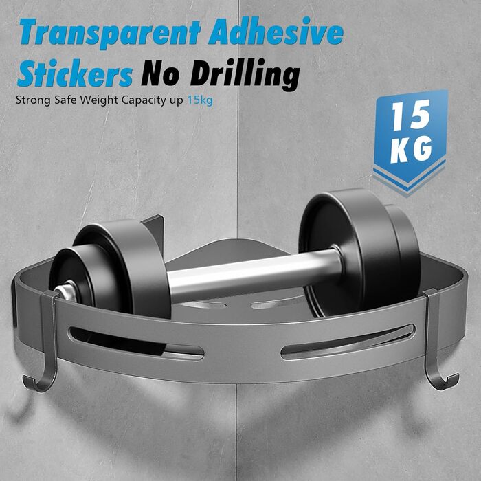 GERUIKE Shower Shelf Shower Caddy Corner No Drilling Shower Basket Wall Mount Adhesive Pad Gray Matte Aluminum 2 Pack Shower Gel Shampoo Holder Corner Shelf Corner Rack for Shower Bathroom Kitchen
