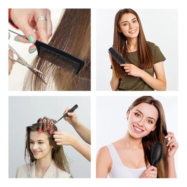 Набір гребінців для волосся, 7 шт. Масажні гребінці для розслаблення, гребінець з гнучкими м'якими шпильками для жінок, чоловіків, дітей (чорний)