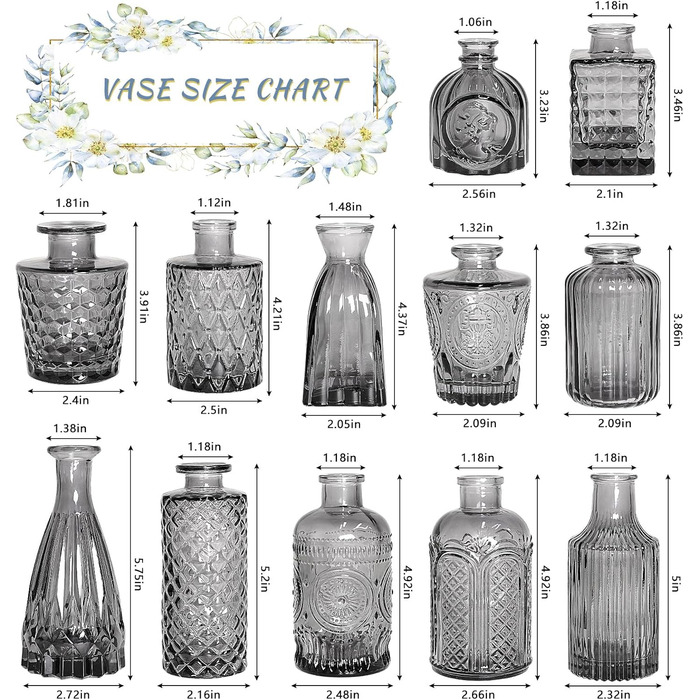 Набір ваз Knospenvasen (12 шт.), чорні вази для квітів, міні вази для декору столу, вінтажний стиль