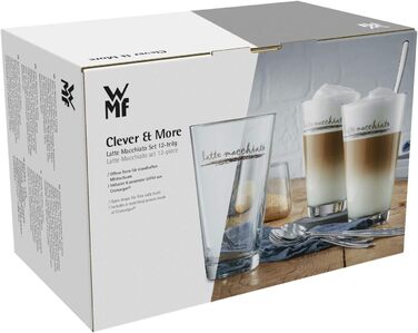 Набір склянок для латте макіато WMF Clever&More, 12 шт з ложками, 280 мл, з принтом, можна мити в посудомийці