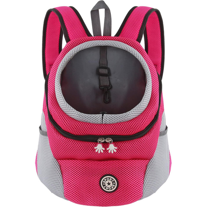 Шлейка для собак та цуценят, переноска-рюкзак, рожево-червона (L)