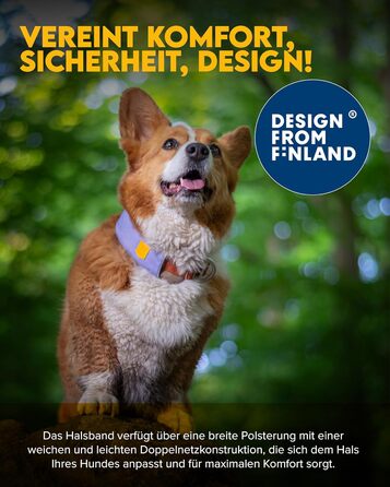 Нашийник для собак середнього розміру Woolly Wolf Alpha 360, колір Гляцієрово-зелений - екологічний, світловідбиваючий, для підвищеної безпеки при поганій видимості (L)