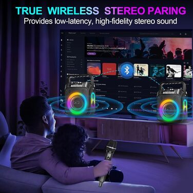 Караоке машина з Bluetooth, 2 мікрофонами, RGB-підсвічуванням та потужністю 30W