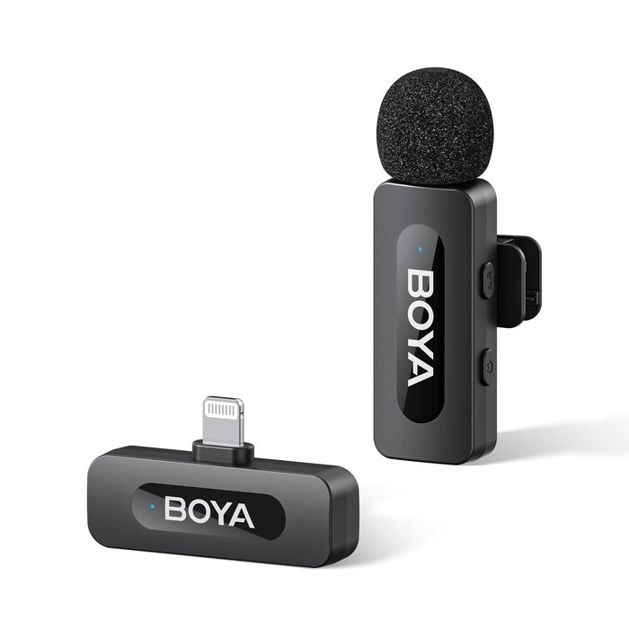 BOYA BY-V1: Бездротовий мікрофон-петличка для iPhone, Android, USB-C. Запис відео з шумозаглушенням, 48 КГц/16 біт, 9 годин роботи від акумулятора