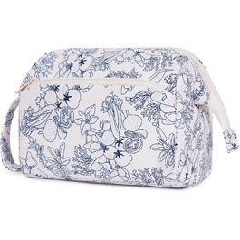 Косметичка для жінок Narwey: подорожня сумочка для макіяжу та косметики (сіро-блакитна, з квітковим принтом)
