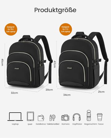 LOVEVOOK Рюкзак для жінок, 15.6 дюймів, водонепроникний, для школи, підлітка, елегантний, на кожен день, для роботи, навчання, подорожей, чорний