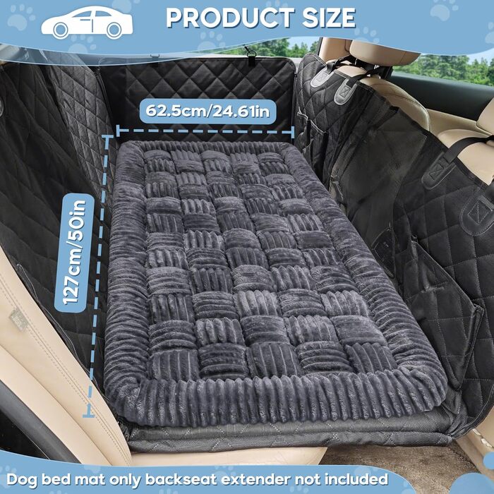 Килимок для собак у машину Loiion, захист заднього сидіння, чорно-білий, 127x62.5 см