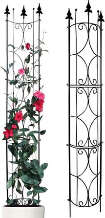 Thealyn Rankgitter Garten 2 Pack 182cm H x 31cm W Metal Plant Trellis Indoor/Outdoor Metal Garden Trellis Plant Grid for Potted Plants Climbing Plants (Black)