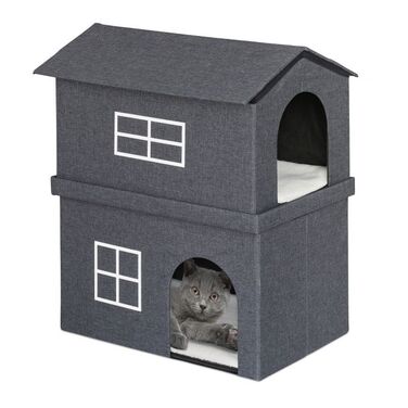 Relaxdays 2-Tier Cat House for Indoors