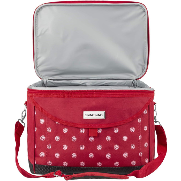 Термосумка Anndora 22L для пікніка, 35 x 24 x 27 см, червоно-біла в горошок
