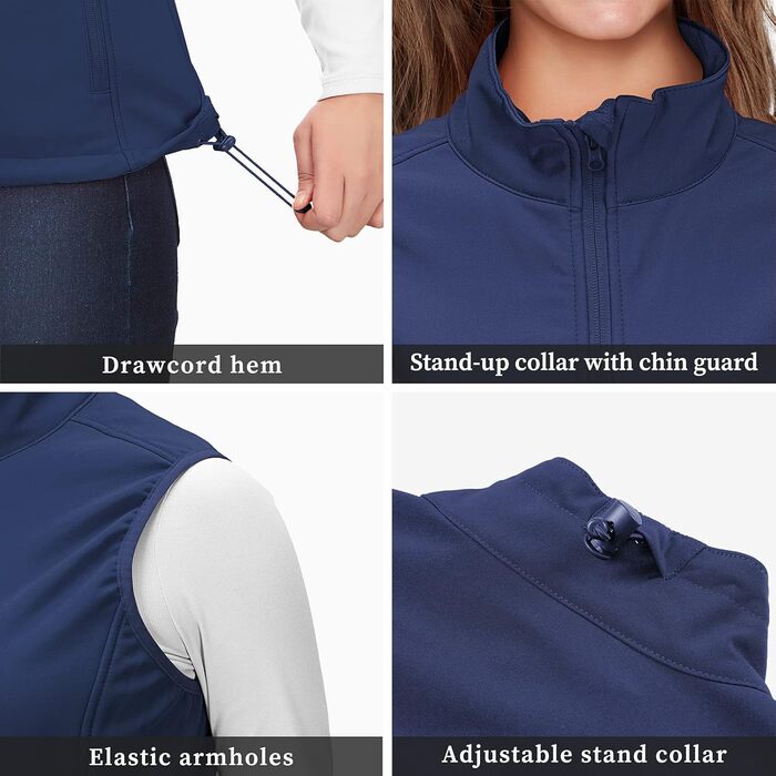 Легка жіноча софтшеллова жилетка 33,000ft: водонепроникна, вітрозахисна, для бігу, гольфу, походів (48, синій)