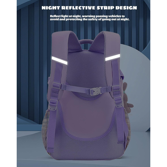 Дитячий рюкзак для дівчинки-підлітка, нейлоновий, водонепроникний, легкий, 9-15 років, фіолетовий