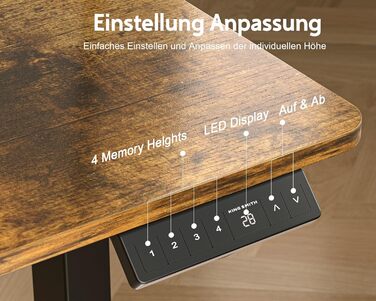 Electric Standing Desk with Drawers - 120x60cm Adjustable Height Desk for Home Office & DIY Pegboard