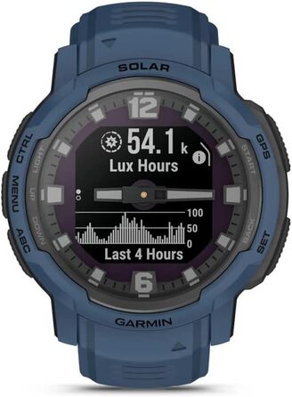 Розумний годинник Garmin Instinct Crossover Solar, 45 мм, сонячна зарядка, міцний дизайн, 70 днів роботи, GPS, Cardio, SpO2, Activity Tracker (Tidal Blue)