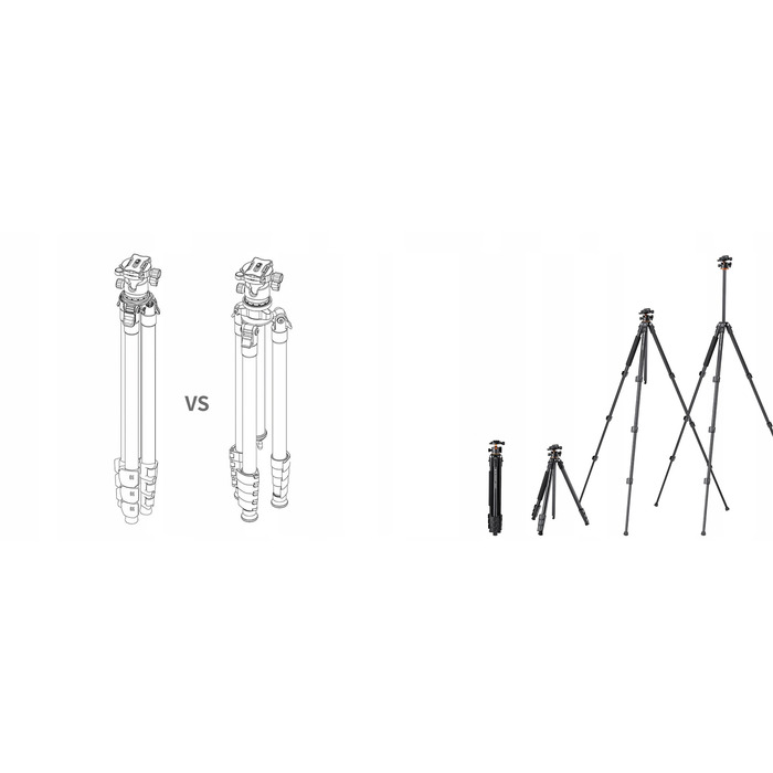 Штатив K&F Concept A234A1 з головкою BH-28L, 160 см, чорний