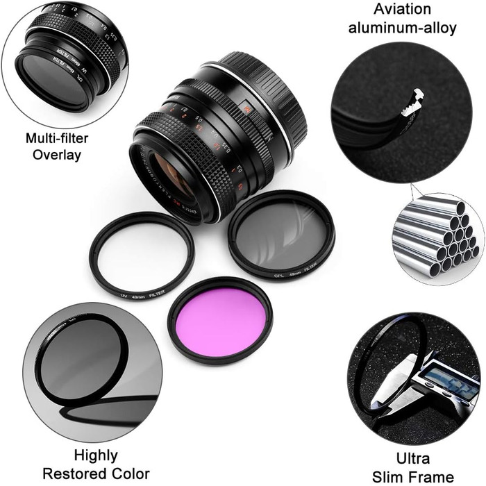 Набір фільтрів Fotover 62mm: UV, CPL, FLD - для Canon, Nikon, Sony, Pentax, Olympus, Fuji