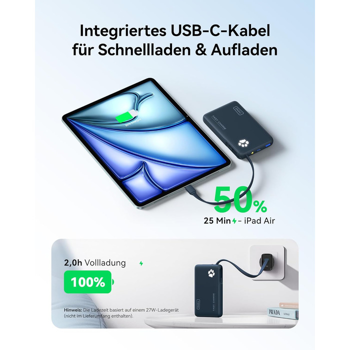 Power Bank INIU 20W 10000mAh з USB-C, PD3.0 QC4.0, для iPhone, Samsung, iPad (Блакитний)