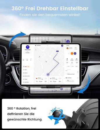 Тримач для планшета та смартфона OHLPRO в CD-слот автомобіля, поворотний на 360°, для iPad, Galaxy Tab та iPhone (5-13 дюймів), для навігації та розваг