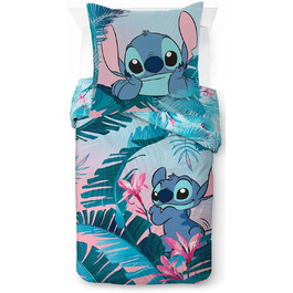 Комплект постільної білизни Jay Franco Disney Lilo & Stitch з квітами для однієї людини – дитяча постільна білизна, включає наволочку 80x80 см, бавовняна постільна білизна, що підходить для прання в машині, багатобарвна Lilo & Stitch 135x200/80x80 (2 штуки)