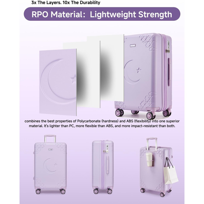 Набір валіз Sea Choice: 3 валізи з жорстким корпусом, розширювані, з TSA замком (фіолетовий)