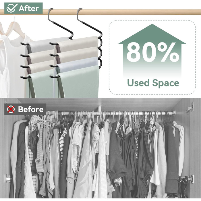 Набір вішалок для штанів, джинсів, краваток та шарфів, нержавіюча сталь, протиковзкі, 3 шт., чорний