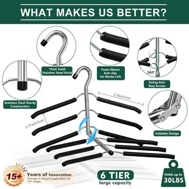 2 шт. Плечики для одягу, економія місця, антиковзаючі, для шафи, органайзер, чорні