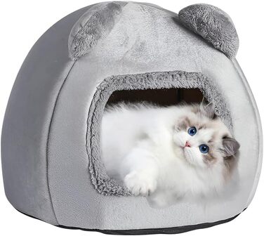 Кігтеточка-будиночок для котів, 40 см, сірий. М'яке ліжко з антиковзким дном та знімним матрацом. Підходить для котів та собак вагою до 5 кг.