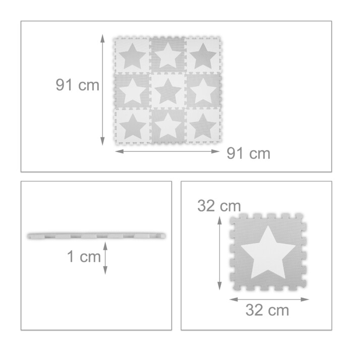 Relaxdays Puzzle Mat Stars Light Grey