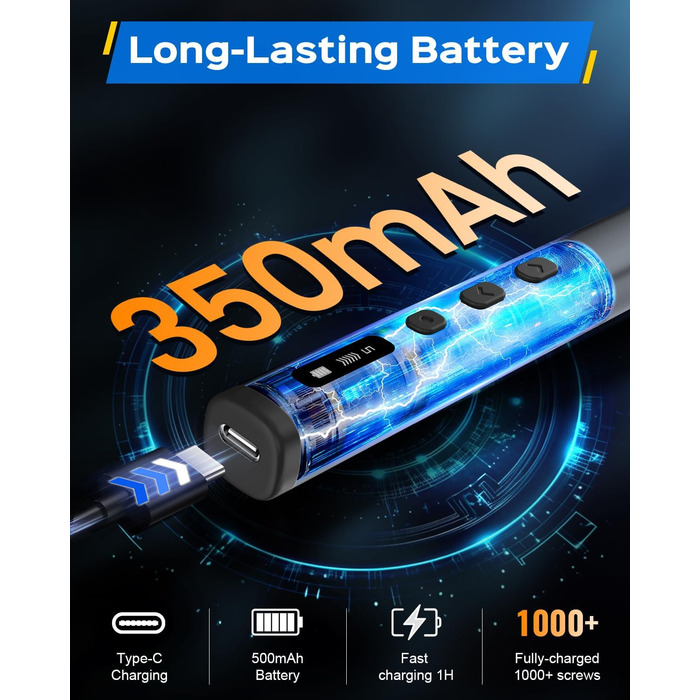 Набір мініатюрних електричних викруток 78 в 1 - прецизійний набір з магнітними Torx викрутками, LED дисплеєм та 5 рівнями крутного моменту для ноутбуків, окулярів, годинників, ПК