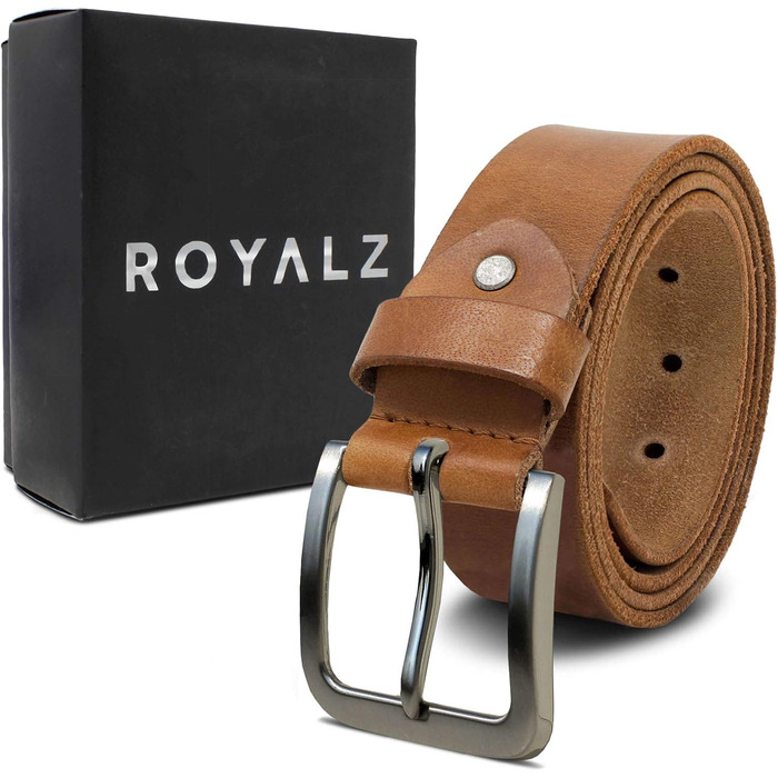 Жіночий шкіряний ремінь ROYALZ Vintage, 38 мм, буйволова шкіра, коричневий, під джинси/костюм, довжина 120 см (розмір 105 см)