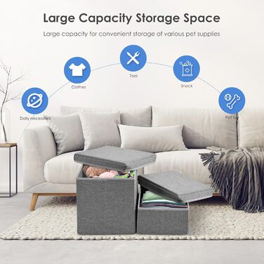 Сходинки для собак MINENICE - 2 шт., складані, з ящиками для зберігання, для маленьких собак, для диванів та ліжок