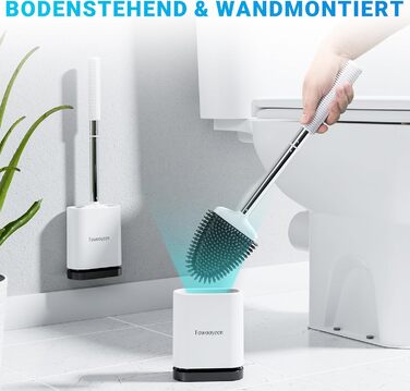 Набір щіток для унітазу Fowooyeen: силіконові, настінні, плоскі, з сердечком, елегантний дизайн, без свердління, 2 шт. (білий матовий)