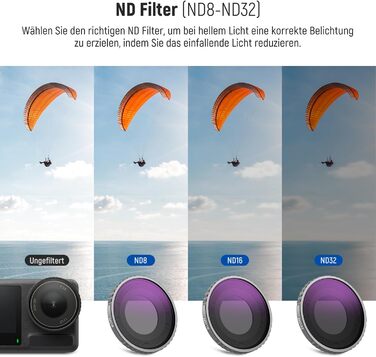 Набір фільтрів NEEWER CPL та ND для DJI Osmo Action 4/Action 5 Pro (4 шт.): CPL+ND8+ND16+ND32, аксесуари для екшн-камери, багатошарове покриття