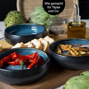 Набір посуду Moritz & Moritz SOLID Steinzeug 18 предметів на 6 осіб - 6 обідніх, десертних та глибоких тарілок (блакитний)