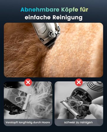 Професійна тиха машинка для стрижки собак Oneisall з довгим хутром та густою шерстю, знімні леза з нержавільної сталі, для собак, котів, коней, час роботи 4 години