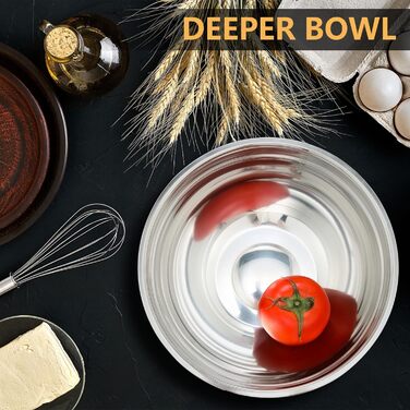 Набір мисок для перемішування Hunnycook Bunte 5 шт., нержавіюча сталь, з кришкою, силіконове дно, тертки, 4.5/4/2.4/1.7/0.8 л, мийка в посудомийній машині