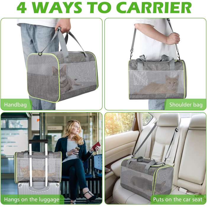 Транспортний бокс для котів Lannvan, до 6,5 кг, складаний, з м'яким підкладом, для собак та котів, сірий (45x30x30 см)