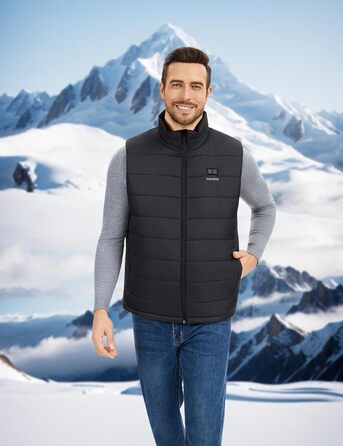 Обогреваемый жилет для мужчин с PowerBank 18400mAh, жилет з 8 зонами обігріву, чорний, L