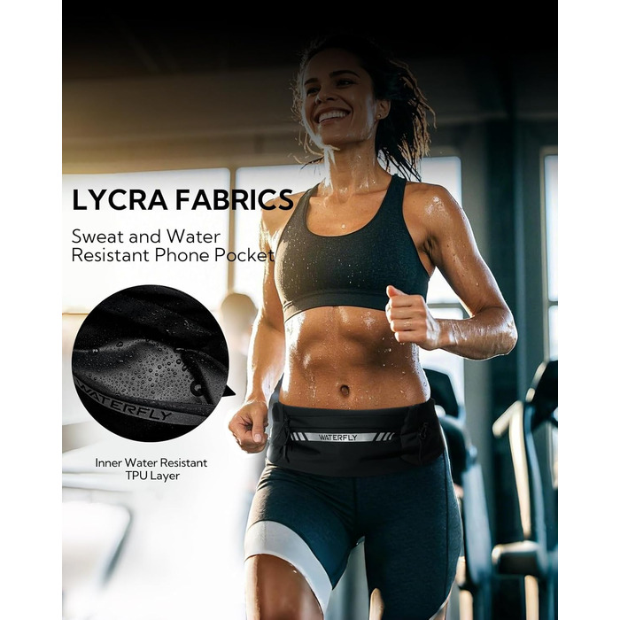 Поясна сумка для бігу Waterfly: поясна сумка для бігу, тренувань, фітнесу з 4 кишенями для телефону, чоловіча та жіноча