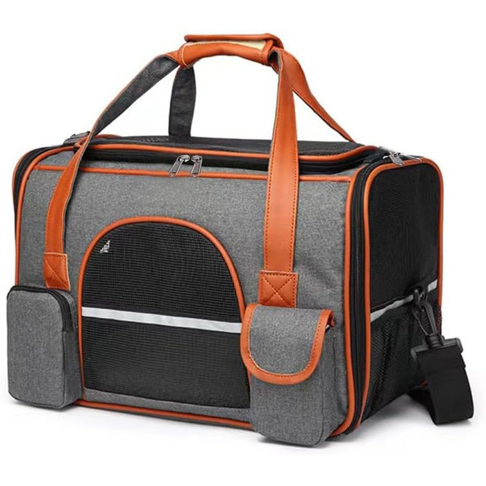 Транспортна сумка для кота/собаки до 8 кг, складана переноска для середніх та маленьких тварин, підходить для подорожей (літак, авто, поїзд), з ременем, переноска-сумка