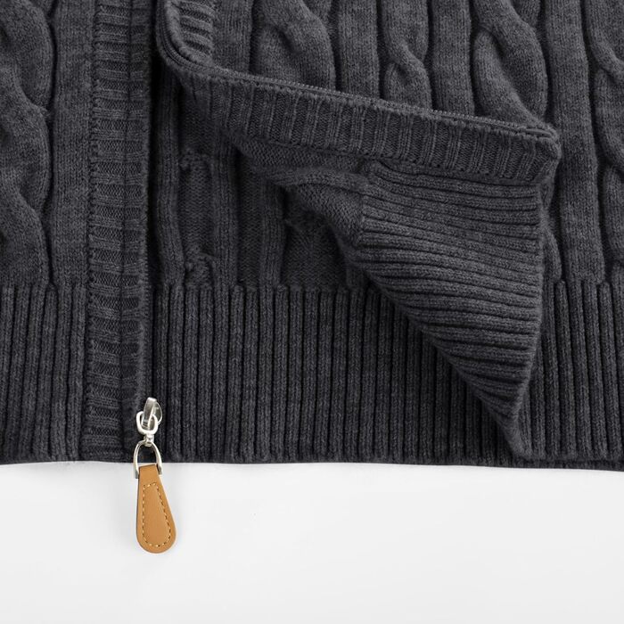 Кардиган чоловічий PJ PAU JONES з блискавкою, стійким коміром та в'язаним візерунком, темно-синій (M, темно-сірий)