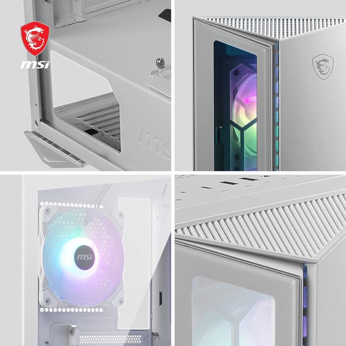 Корпус ПК MSI MPG GUNGNIR 110R White Mid-Tower з загартованим склом, підтримка ATX/M-ATX/Mini-ITX, 4 x 120mm ARGB вентилятори, USB 3.2 Gen 2x2