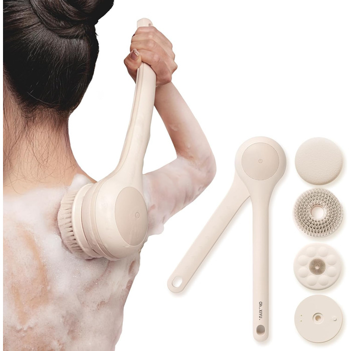 Електрична щітка для спини Gentle Exfoliating, з довгим ручним, для глибокого очищення, для жінок, чоловіків, літніх людей, рожевого кольору