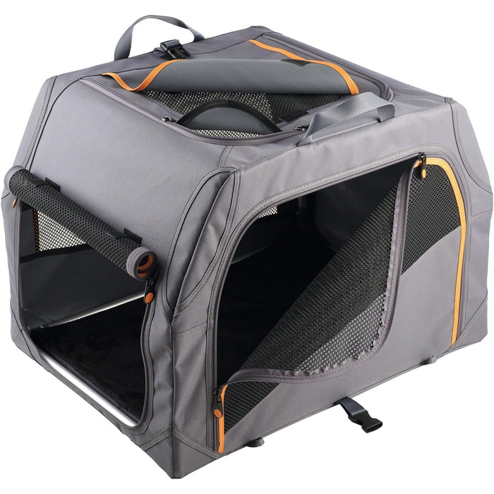 Складана переносна переносна собача будка HUNTER з алюмінієвим каркасом, сірого/помаранчевого кольору, S (91 x 61 x 58 см)