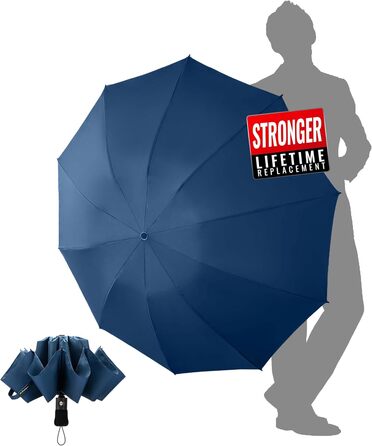 Чакіпі Шкіпер: компактний дорожній парасолька, великий, стійкий до вітру – перевернутий складаний парасолька для чоловіків та жінок, автоматичний кишеньковий парасолька для дощу, 10 спиць, тканина 210T, розмах 105 см (блакитний)