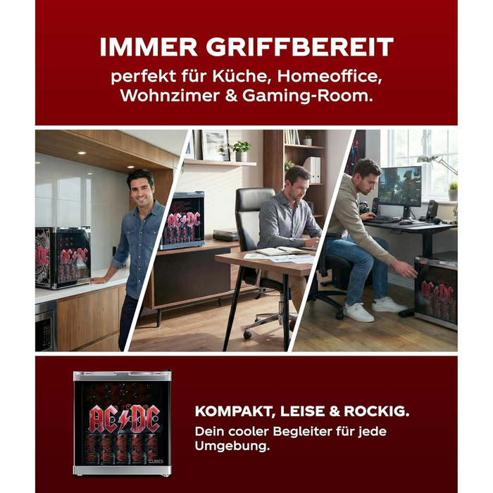 Міні-холодильник AC/DC CUBES 48 л з скляними дверцятами та змінним напрямком відкривання | Тихий та енергоефективний (39 дБ) | Ідеально підходить для бару, офісу та геймінгу | Культовий дизайн для шанувальників року
